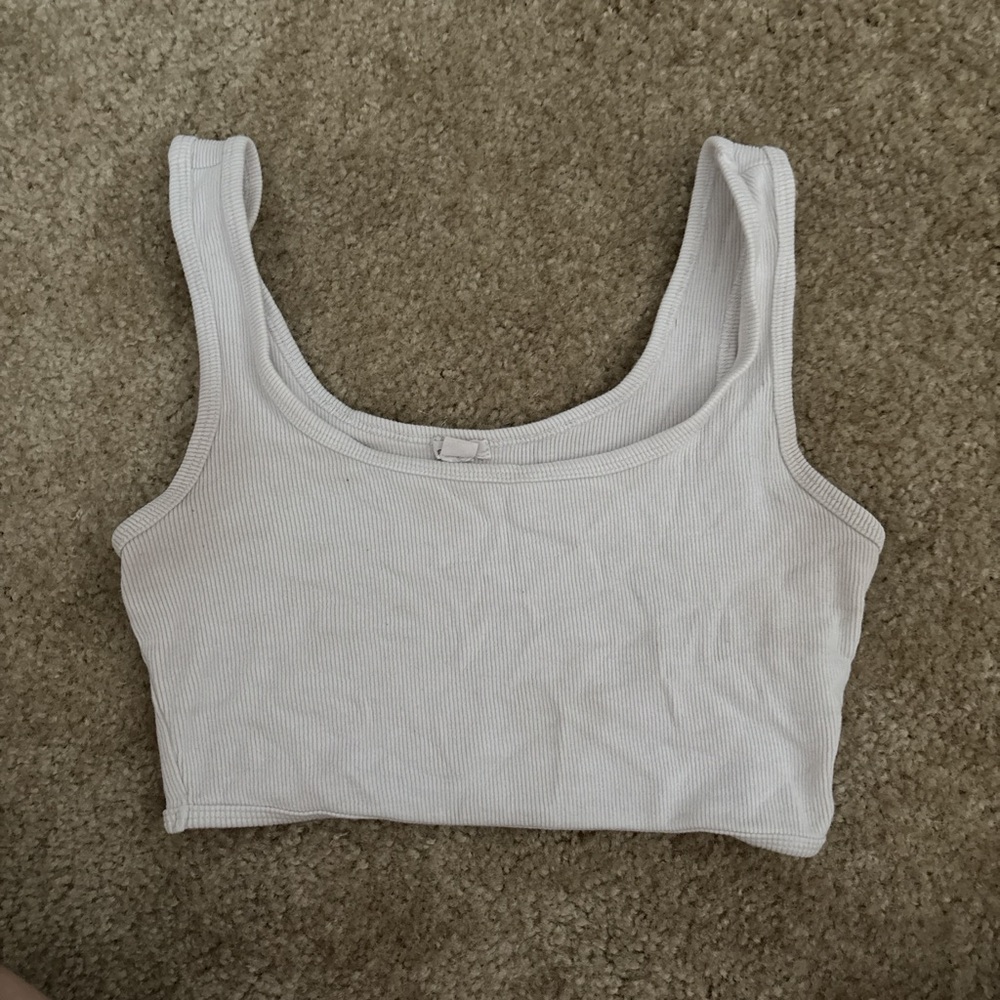 Garage White Ribbed Tank Top